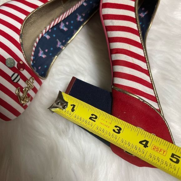 Babycham Rochelle Anchor red white and blue black heels slip on shoes size 6 - Picture 8 of 11